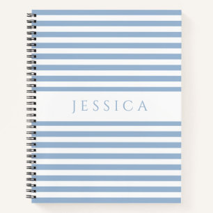 Moderne blau-weiß gestreifte Muster Notizbuch