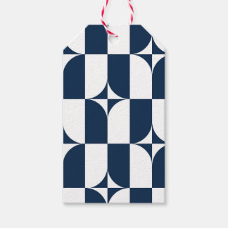 Moderne Blau-Weiß Mitte des Jahrhunderts Geschenkanhänger