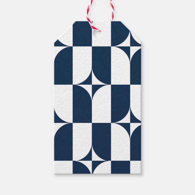 Moderne Blau-Weiß Mitte des Jahrhunderts Geschenkanhänger (Vorderseite)