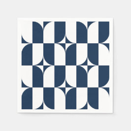 Moderne Blau-Weiß Mitte des Jahrhunderts Serviette