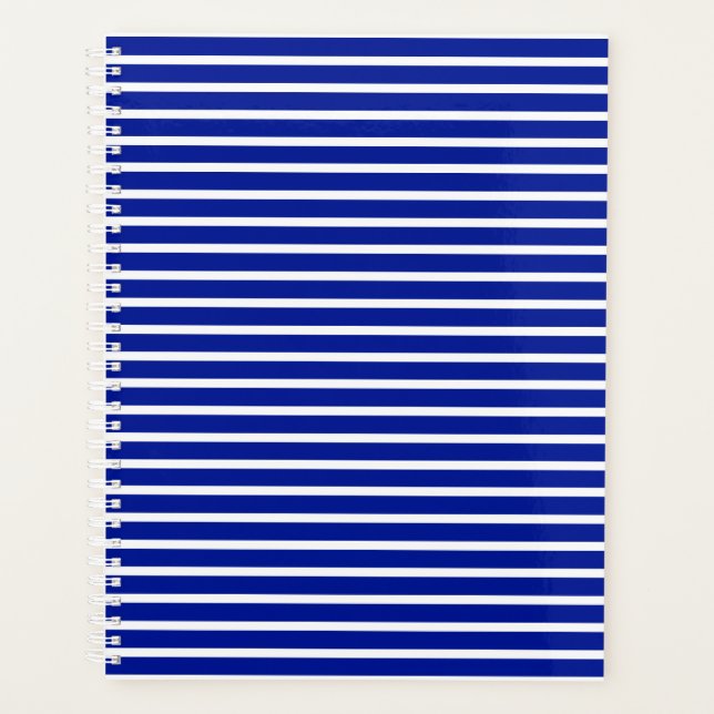 Moderne, blau-weiße, fette Streifen Muster trendy Planer (Vorderseite)