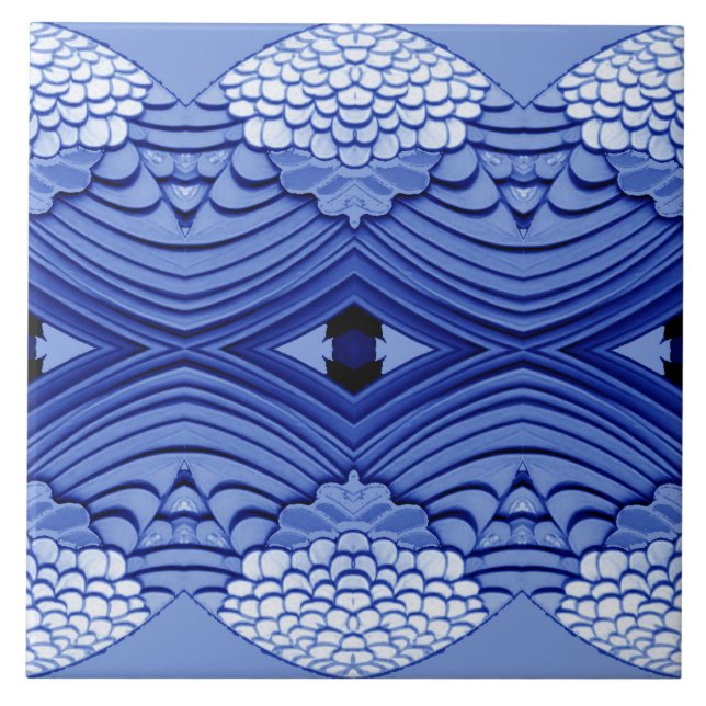 Moderne blau-weiße klassische Muster  Fliese (Vorderseite)