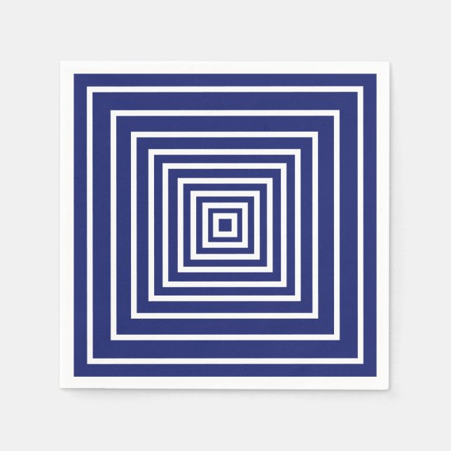 Moderne, blau-weiße Quadrate geometrisches Muster Serviette (Vorderseite)