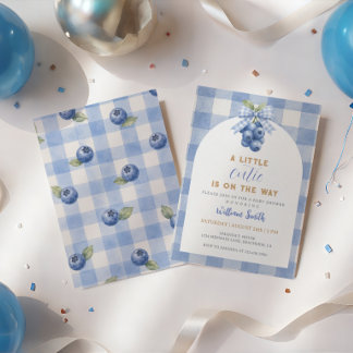 Moderne Blaubeeren Eine kleine süße Babyparty Einladung