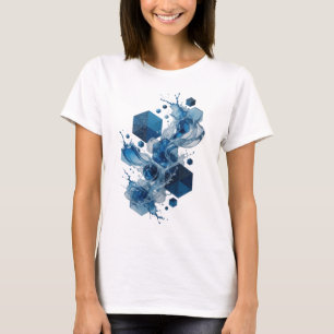 Moderne Blaue ABSTRACTE KUNST Tragbare Kunst T-Shirt