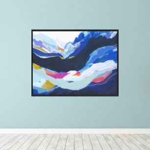 Moderne Blaue Abstrakte Expressionismus-Malerei Leinwanddruck