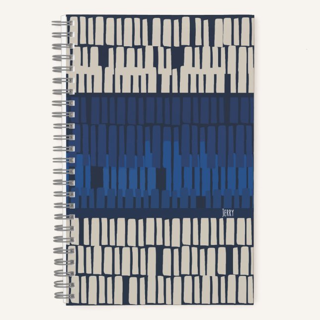 Moderne Blaue Abstrakte Geometrie Notizbuch (Vorderseite)