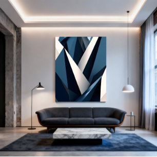 Moderne Blaue Abstrakte Geometrische 3D Poster