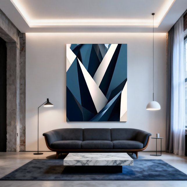 Moderne Blaue Abstrakte Geometrische 3D Poster (Von Creator hochgeladen)