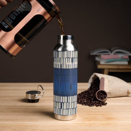 Moderne Blaue Abstrakte Geometrische Wandkunst Trinkflasche