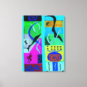 Moderne blaue Abstrakte Inspiration von Matisse Leinwanddruck