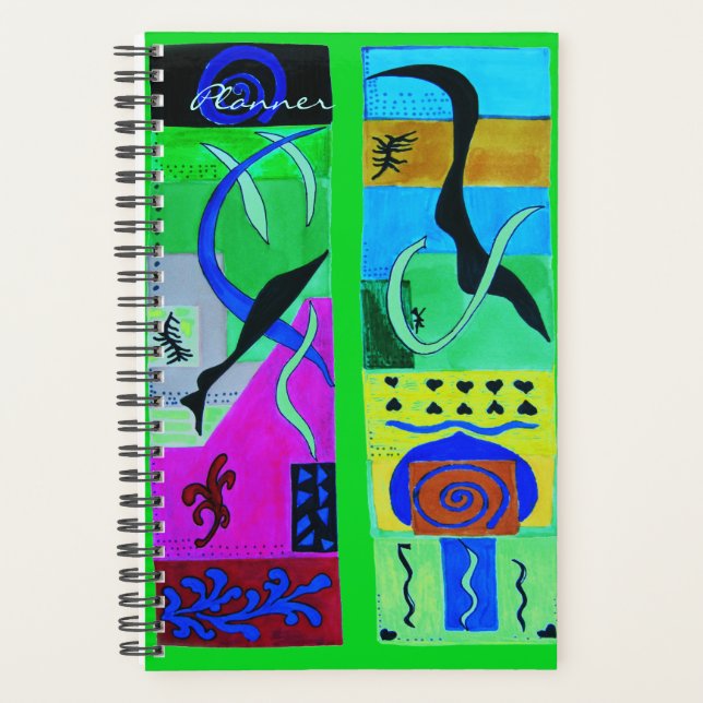 Moderne blaue Abstrakte Inspiration von Matisse Planer (Vorderseite)