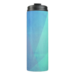 Moderne blaue Aqua- und Türkis-Geometrie-Gradation Thermosbecher