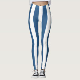 Moderne blaue aquamarin-weiße Streifen Leggings
