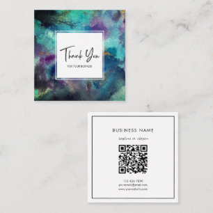 Moderne Blaue Aquarell-Abstrakte QR-Code Danke Quadratische Visitenkarte