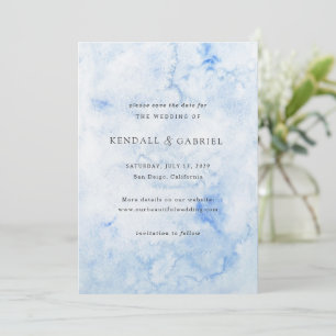Moderne Blaue Aquarell-Elegante Hochzeit Save The Date