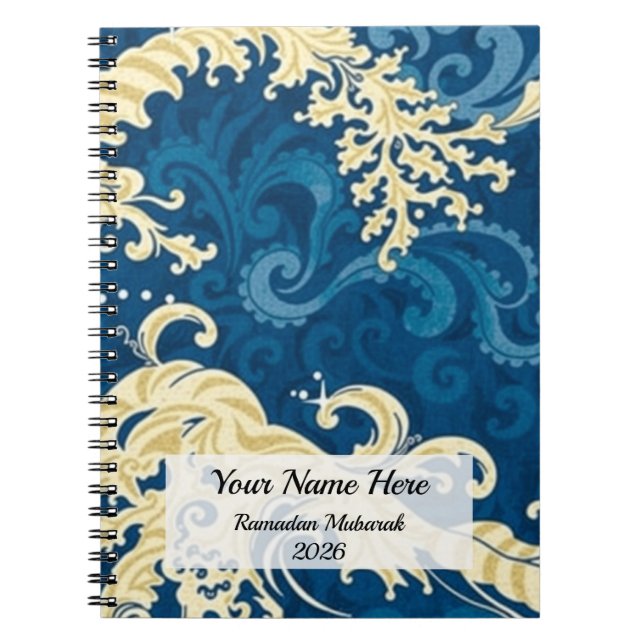 Moderne blaue Batik Megamendung Notizblock (Vorderseite)