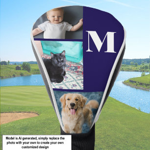 Moderne Blaue Benutzerdefinierte Foto-Vorlage Mono Golf Headcover