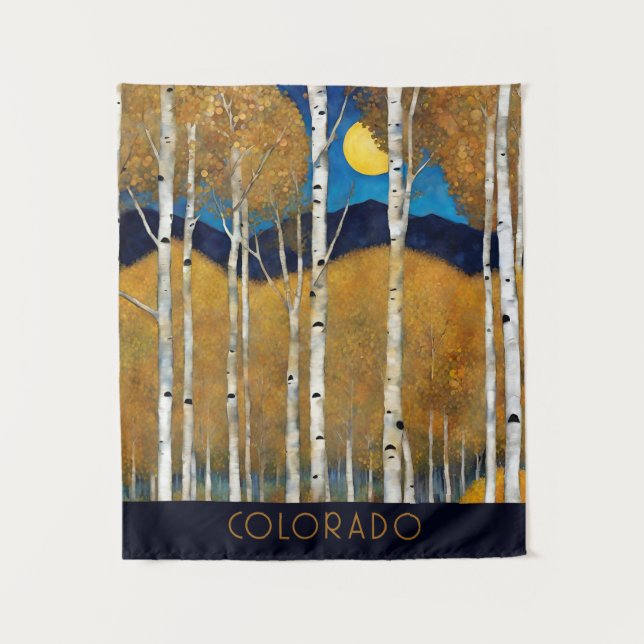 Moderne Blaue Berglandschaft Wandteppich (Vorderseite)