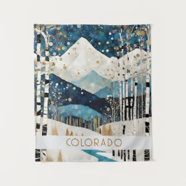 Moderne Blaue Berglandschaft Wandteppich