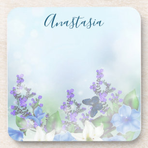 Moderne blaue Blumen Getränkeuntersetzer