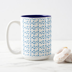 Moderne blaue Blumenelemente Zweifarbige Tasse