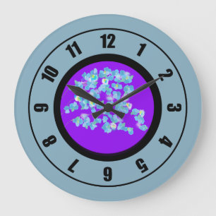 Moderne blaue Blüten große Uhr