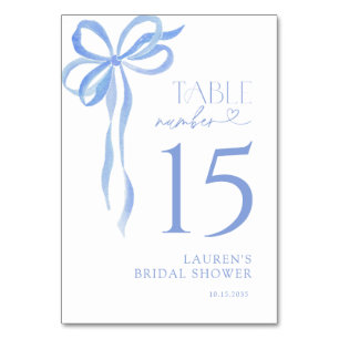 Moderne Blaue Bogen-Wasserfarbe-Script-Brautparty Tischnummer