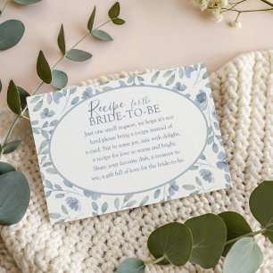 Moderne blaue botanische Rezept für die Braut Flor Begleitkarte