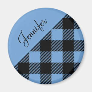 Moderne blaue Buffalo-Karodecke-Name Magnet