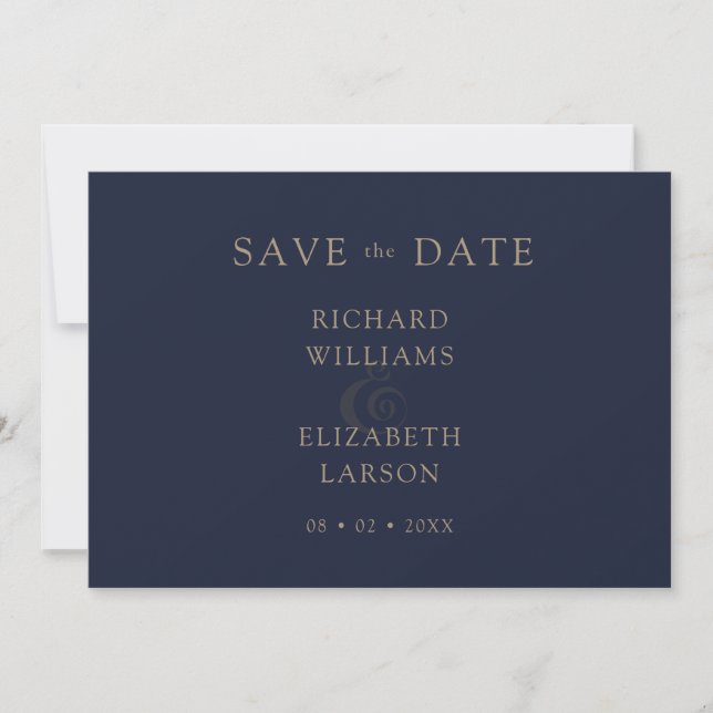 Moderne blaue, einfache saubere Minimal-Hochzeit Save The Date (Vorderseite)
