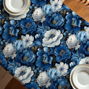 Moderne Blaue Elfenbein Blumen Dekorative Tischdec Tischdecke