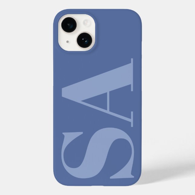 Moderne blaue erste minimale monogramm zeitgemäß Case-Mate iPhone hülle (Rückseite)
