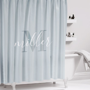 Moderne blaue Familienname-Monogramm-Duschvorhang Duschvorhang