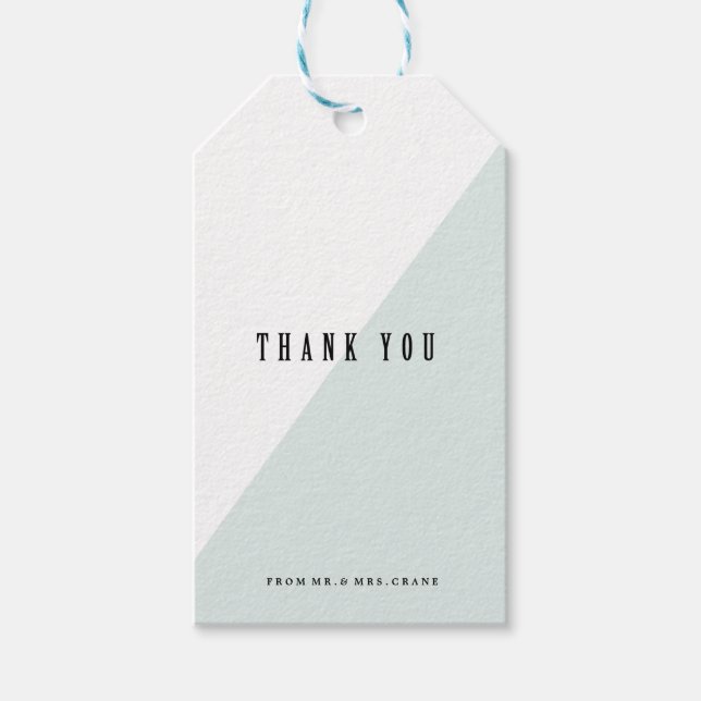 MODERNE BLAUE FARBLOCK WEDD Geschenkmarken Geschenkanhänger (Vorderseite)