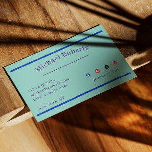 Moderne blaue Farbspritzer-Kreation mit QR-Code Visitenkarte