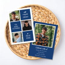 Moderne blaue Foto-Abschlussfeier-Einladung