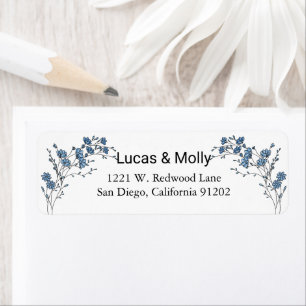 Moderne Blaue Französische Florale Hochzeit-Rückse