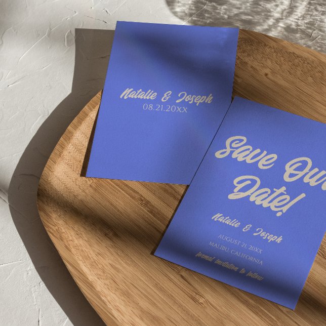 Moderne Blaue Funky Fette Farbige Einzigartige Lus Save The Date (Von Creator hochgeladen)
