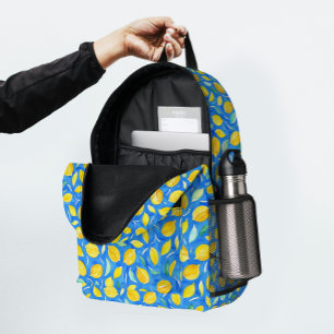 Moderne Blaue Gelbe Zitrus-Limonen-Wasserfarbmuste Bedruckter Rucksack