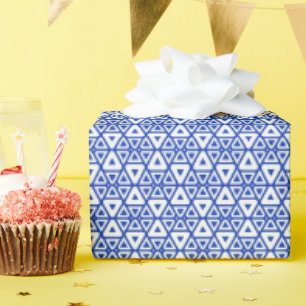 Moderne Blaue Geometrische Dreiecksform Minimali Geschenkpapier