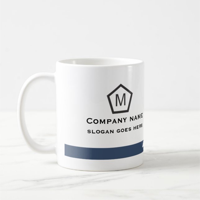 Moderne blaue geometrische Geschäftstasse Kaffeetasse (Links)