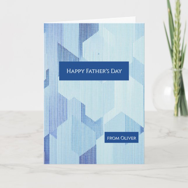 Moderne blaue geometrische Happy Father's Day Kart Karte (Vorderseite)