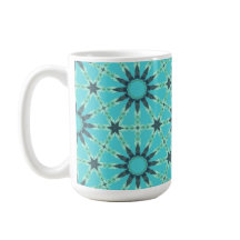Moderne blaue geometrische Kaffee-Tasse mit Burstm