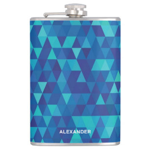 Moderne blaue geometrische Muster mit Namen Flachmann