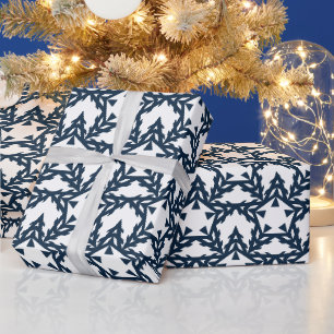 Moderne Blaue Geometrische Stern Personalisiert Geschenkpapier