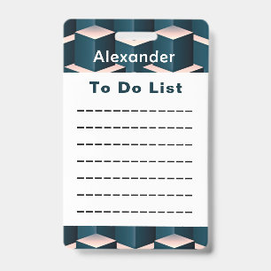 Moderne Blaue Geometrische To-Do-Liste Checkliste  Ausweis