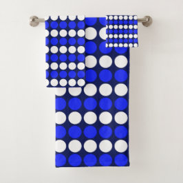 Moderne, blaue, gepunktete Streifen auf Navy Blue Badhandtuch Set