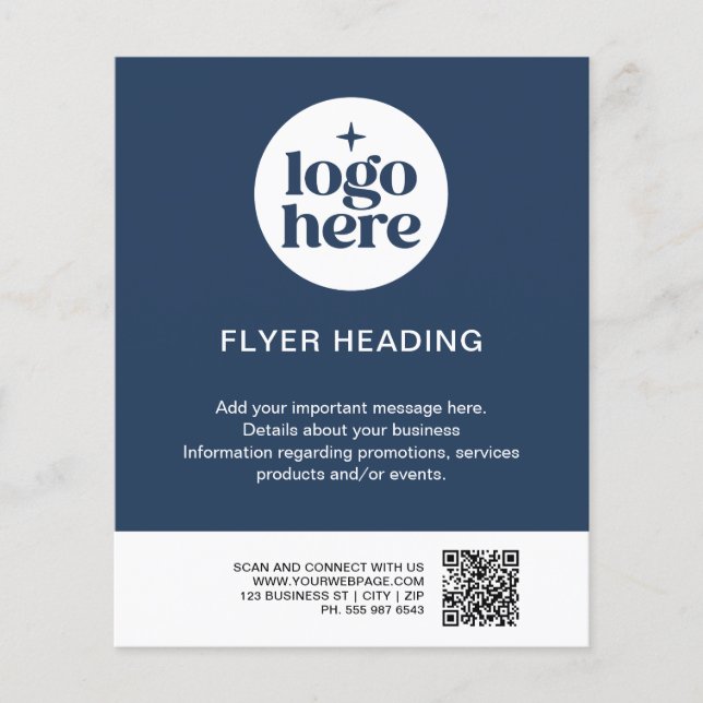 Moderne blaue Geschäftsanpassung Logo QR-Code Gesc Flyer (Vorne)