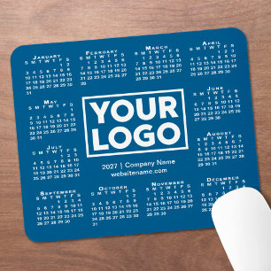 Moderne Blaue Geschäftslogo-Kalender 2027 Mousepad
